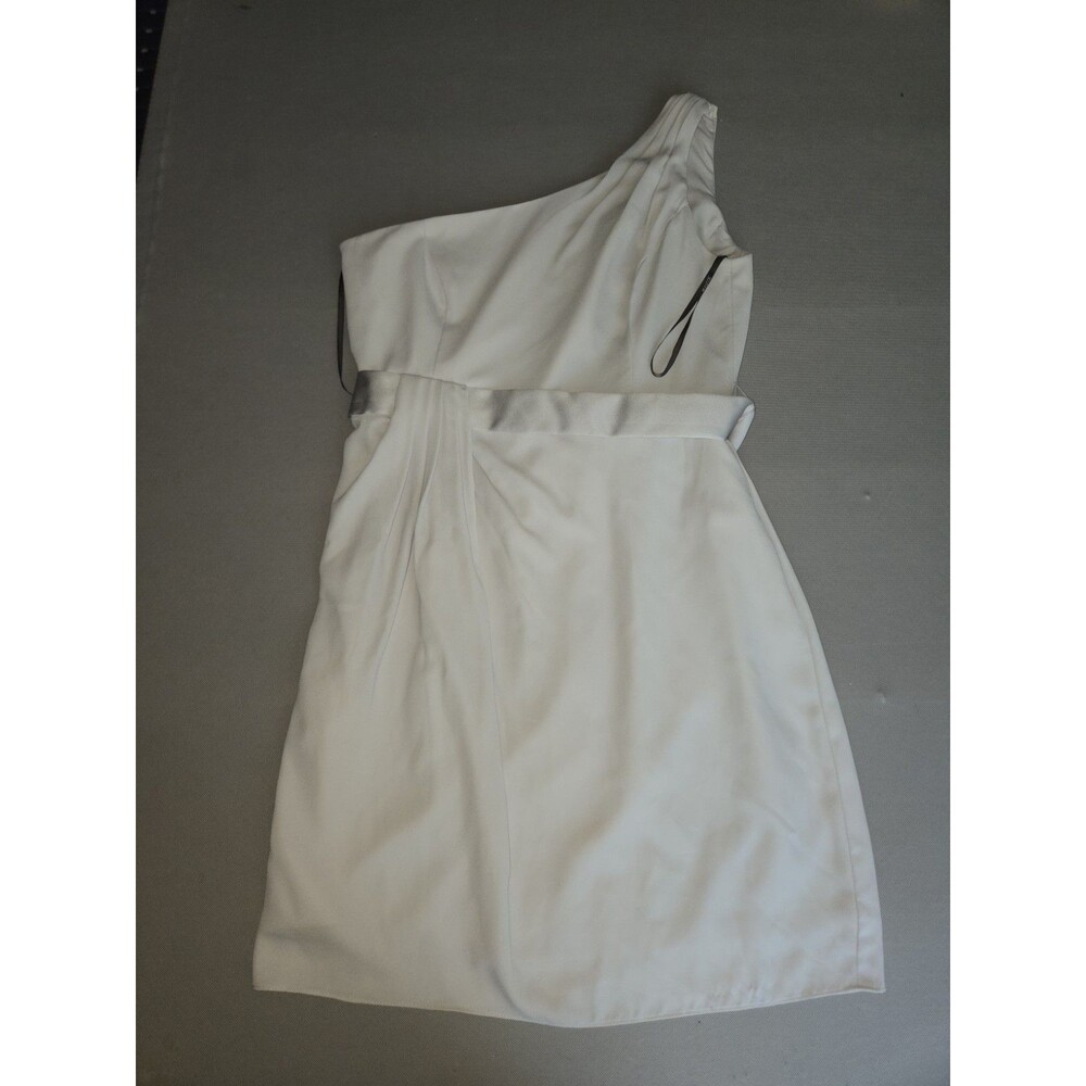WHITE by Vera Wang Women's Size 14 Ivory One Shoulder Dress Pleated Mini Short